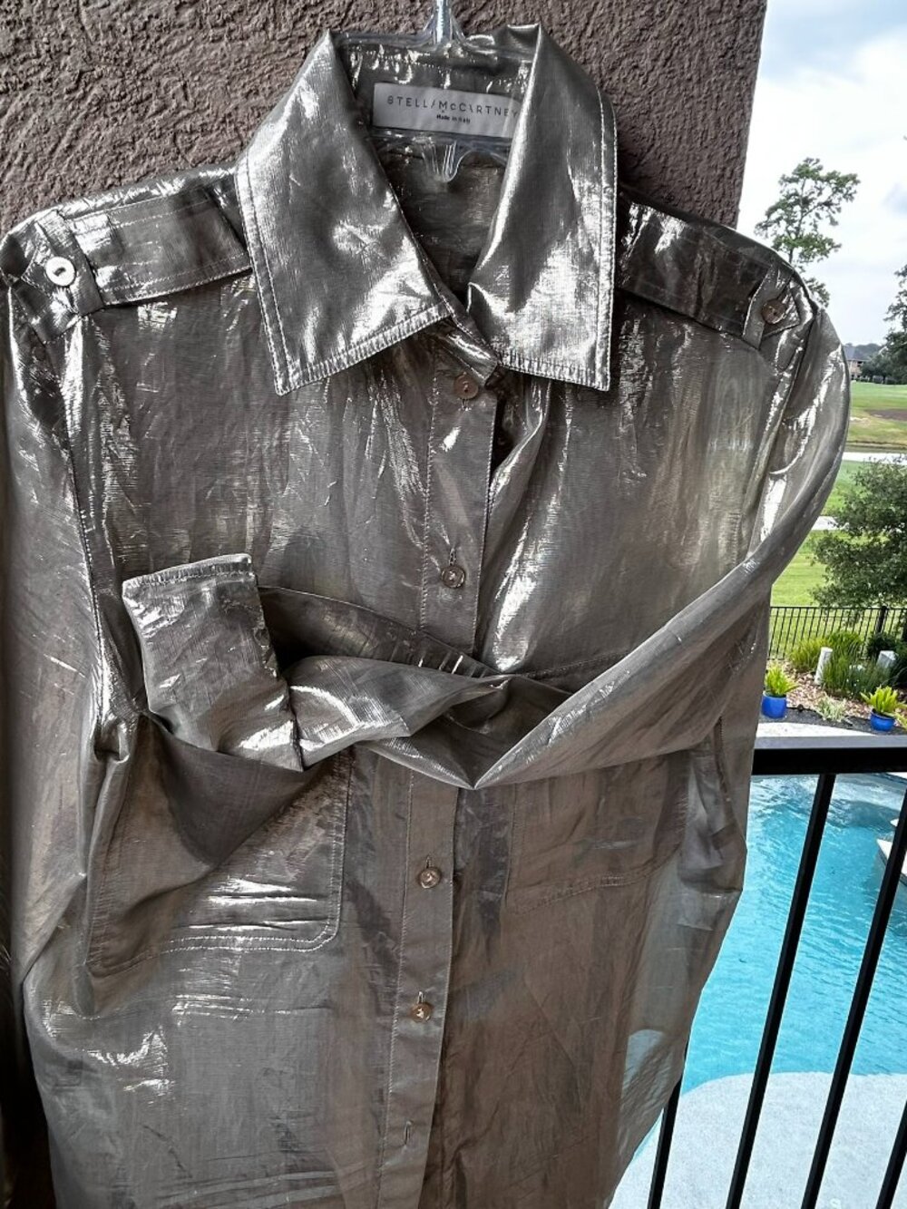 Stella McCartney Metallic Silk Blend Blouse ✨ Size 42